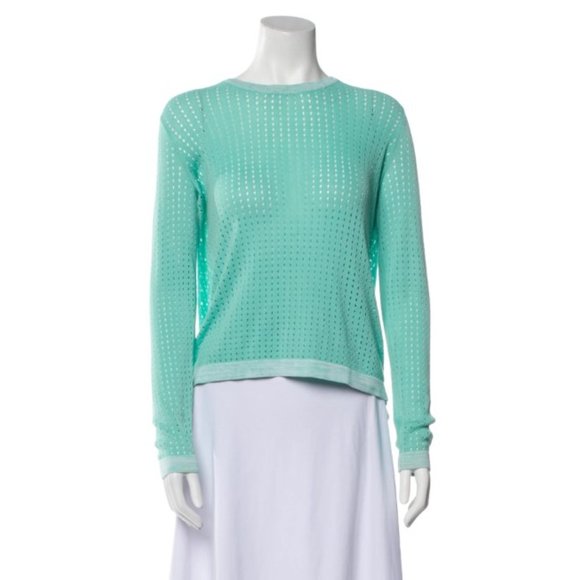 Rag &‎ Bone Arianna Flyaway Back Aqua Perforated Pullover Women's Small - Picture 1 of 8